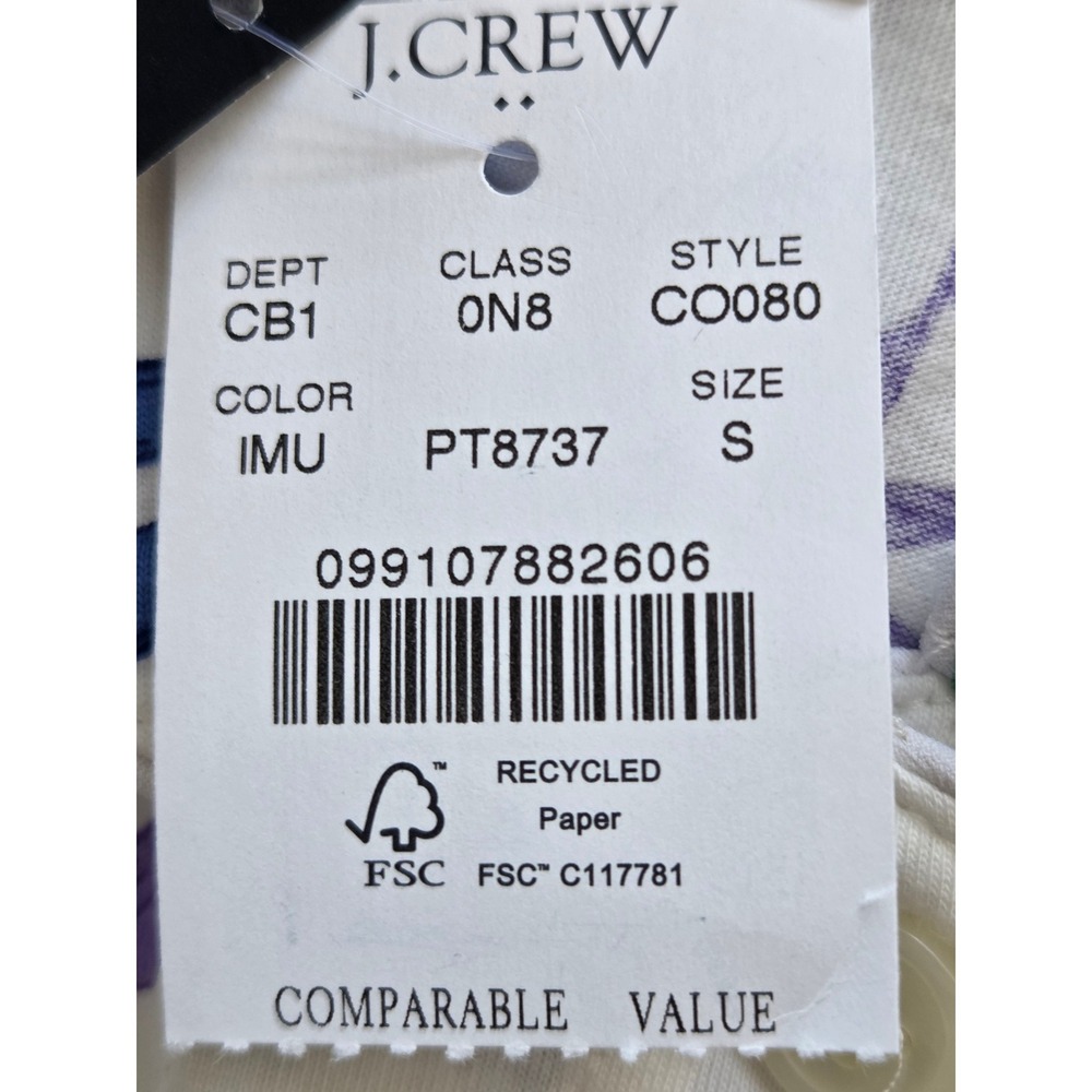 J. Crew Long Sleeve Knit Bow Pajama Set Women S White Multi NWT $128 CO080 - Picture 7 of 11